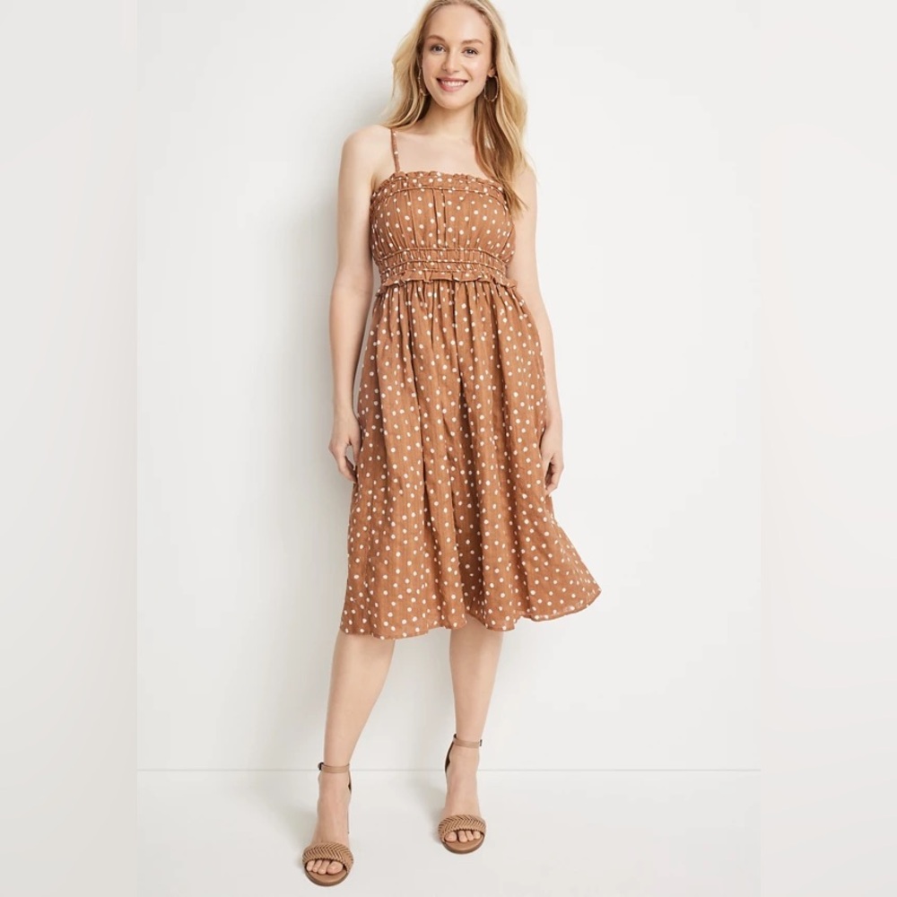 ☀️2/$22☀️ Maurice’s Brown and White Polka Dot Dress